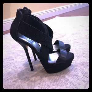 Bebe Black platform stiletto heels